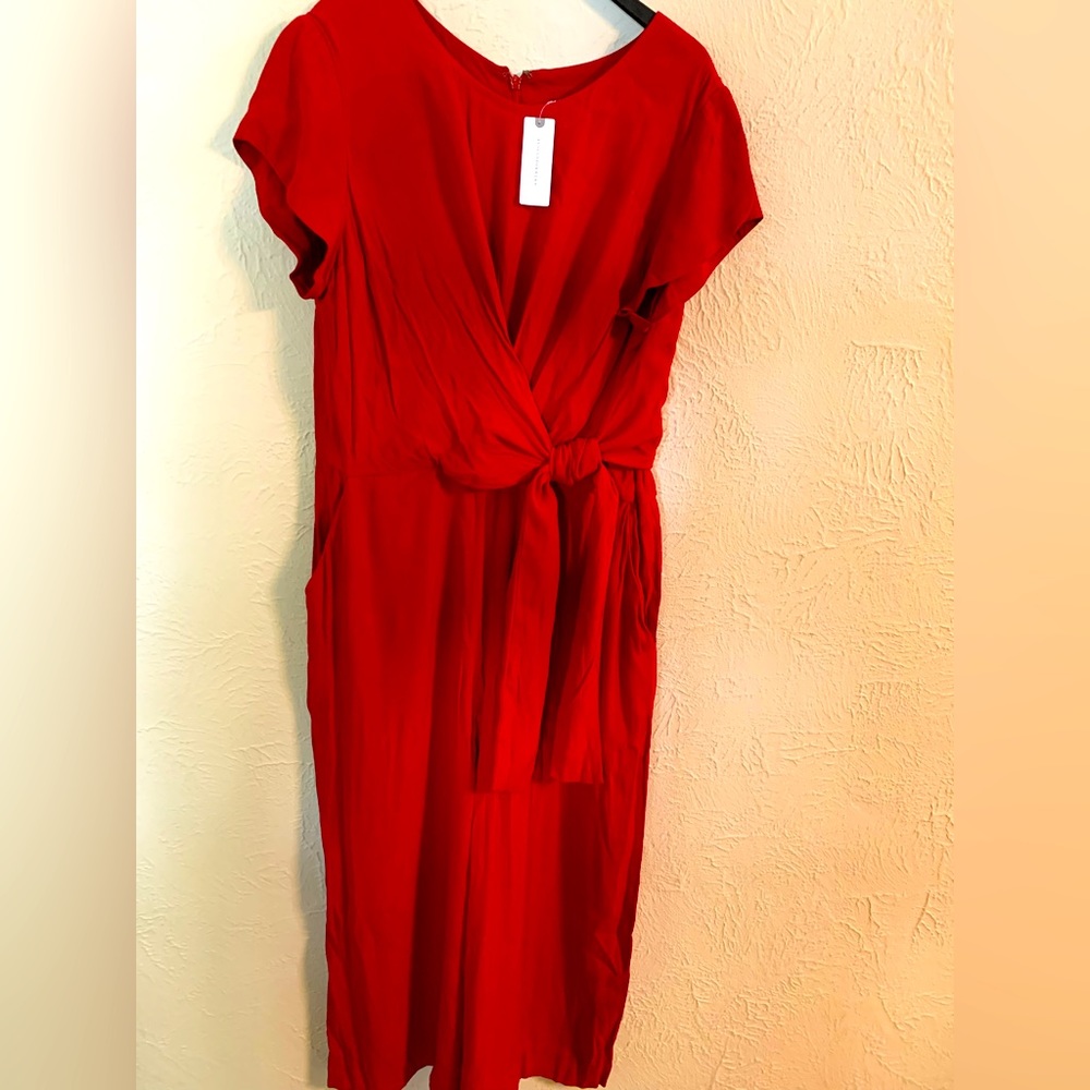 NWT Maeve Red Short-Sleeved, Cropped Jumpsuit
